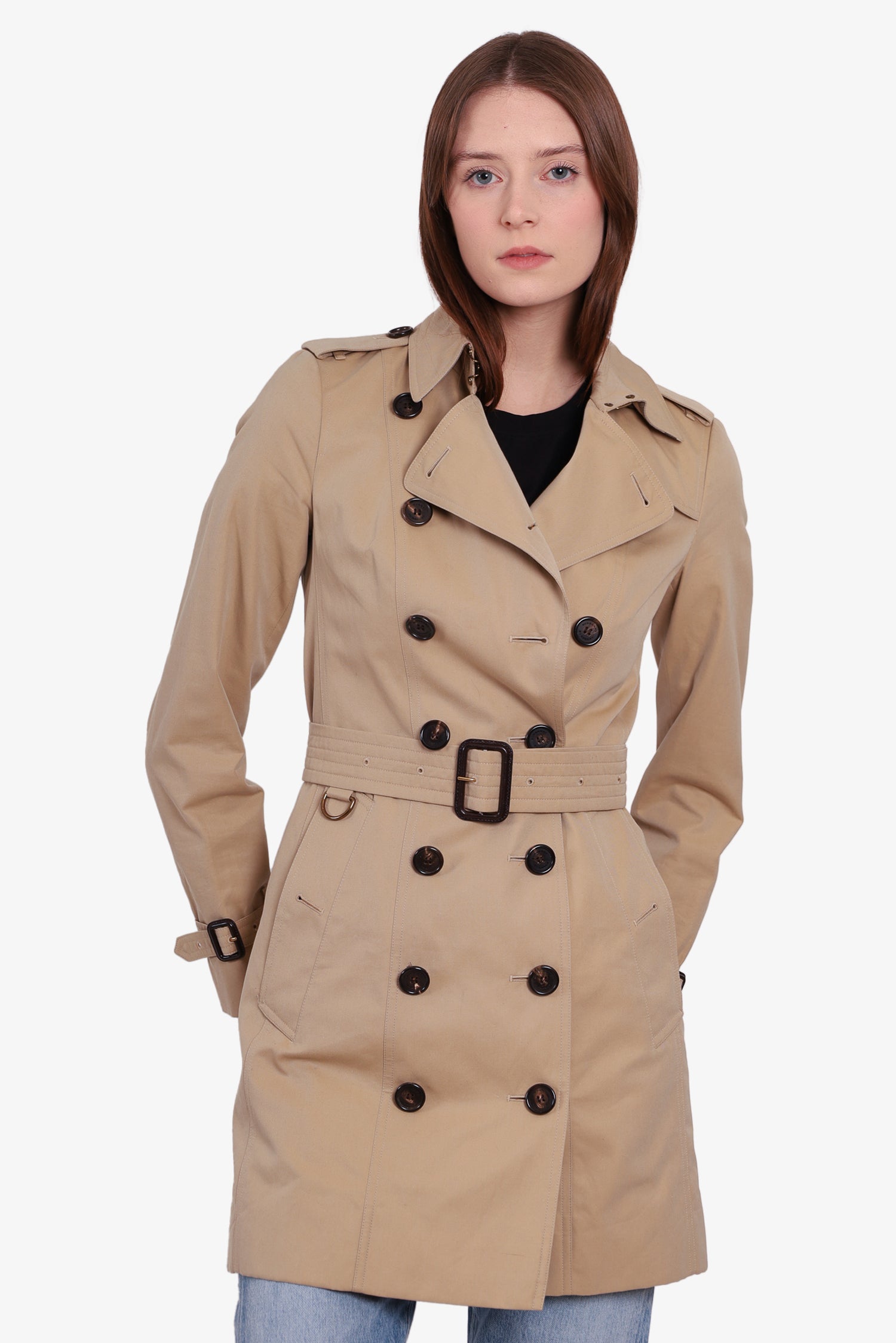 Burberry London Beige 'Sandringham' Trench Coat with Belt Size 2