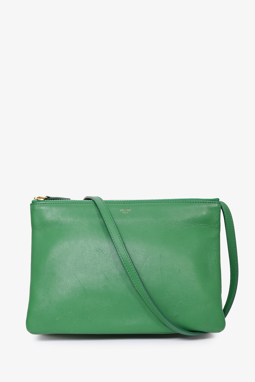 Celine Green Leather Small Trio Shoulder Bag