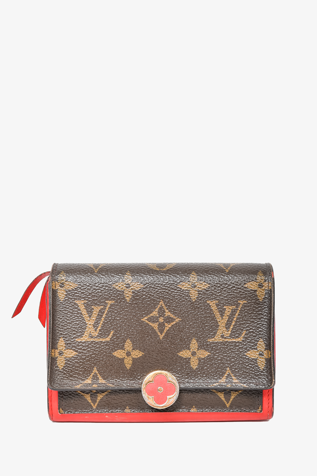 Louis Vuitton Pattern Print, Red LV Monogram Vernis Patent Leather Elise Wallet