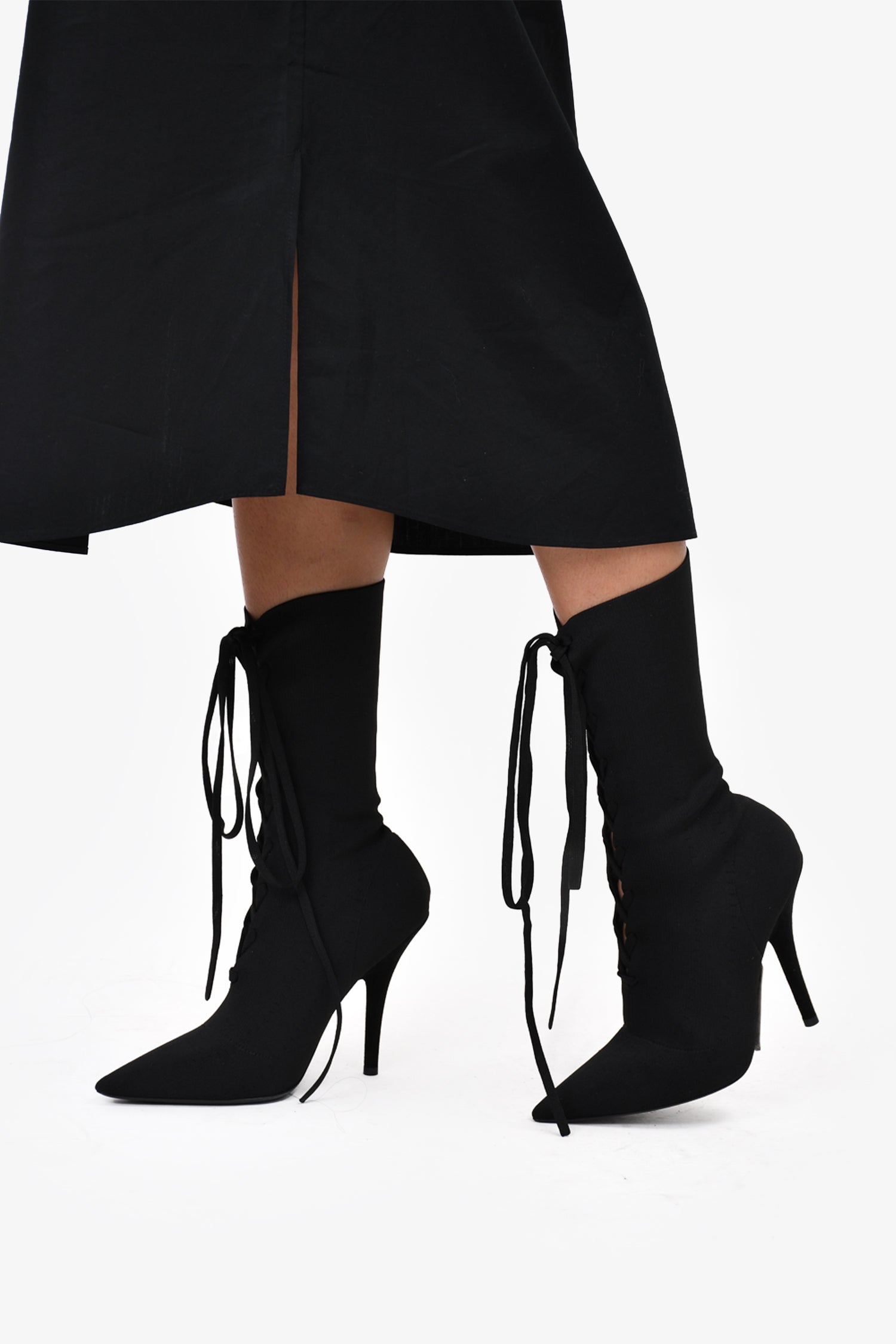 Vetements Black Lace Up Sock Boots Size 37