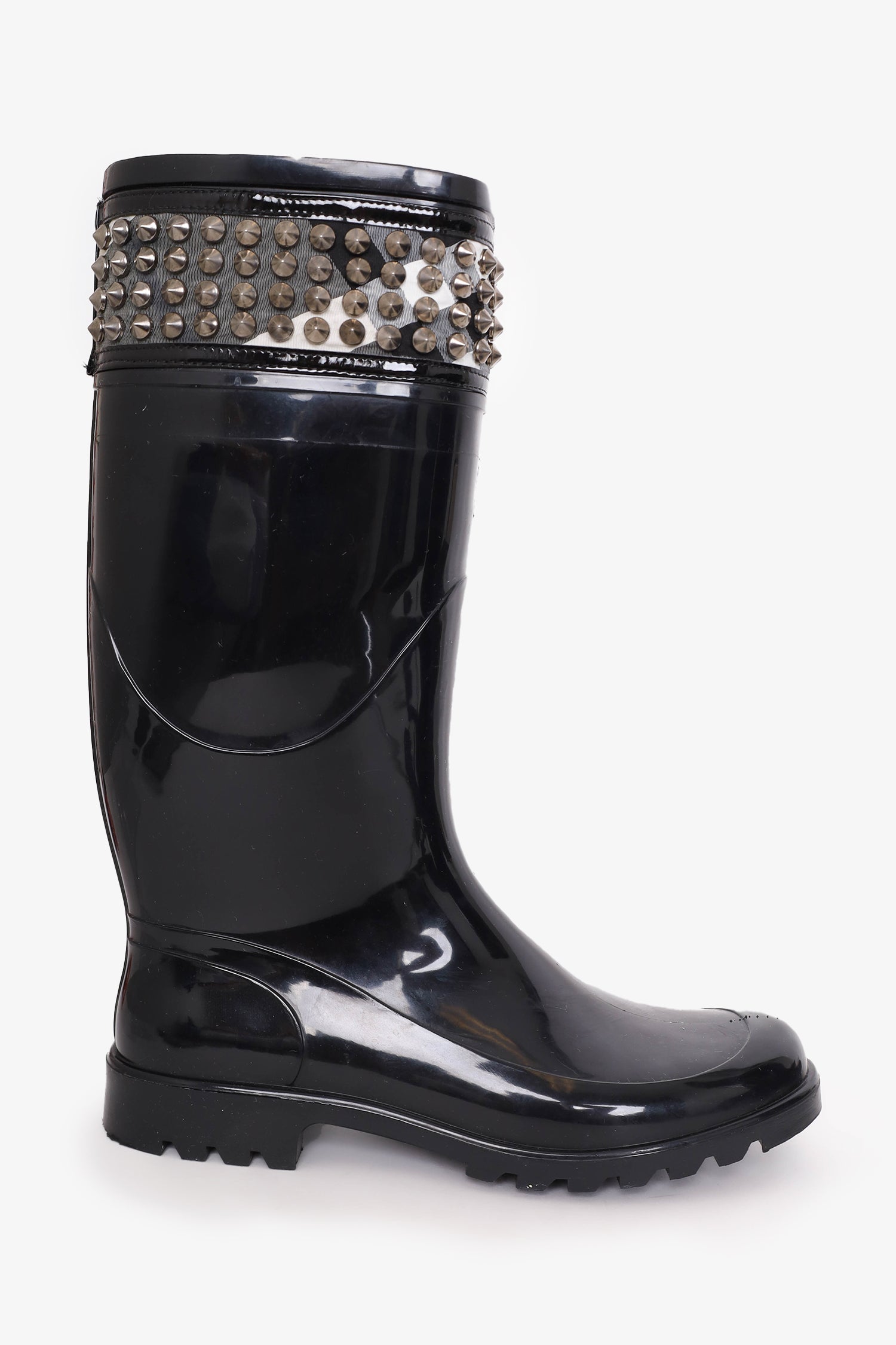 Burberry Black Rubber Studded Rain Boots Size 40