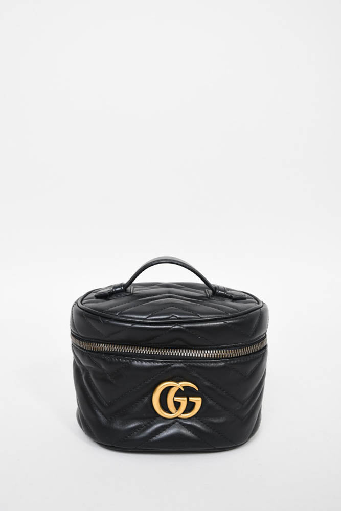 Gucci Black Leather Marmont Mini Round Backpack Mine Yours