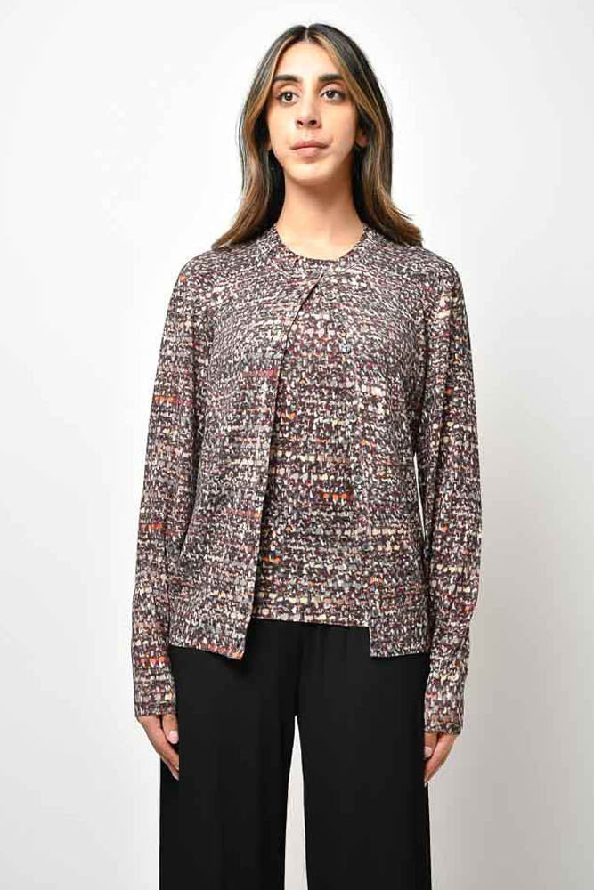 Dolce & Gabbana Brown Multicoloured Printed Wool Button-Up