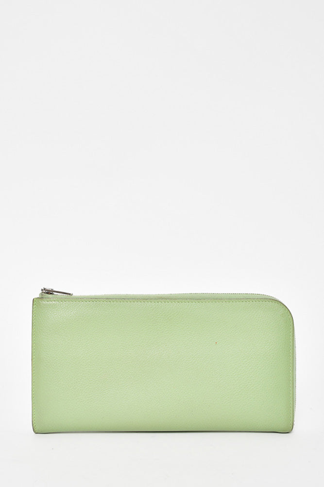 Hermes Mint Togo Leather Long Half Zip Wallet with Pouch – Mine