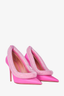 Amina Muaddi Pink Yoon Crystal Padded Satin Pumps Size 38