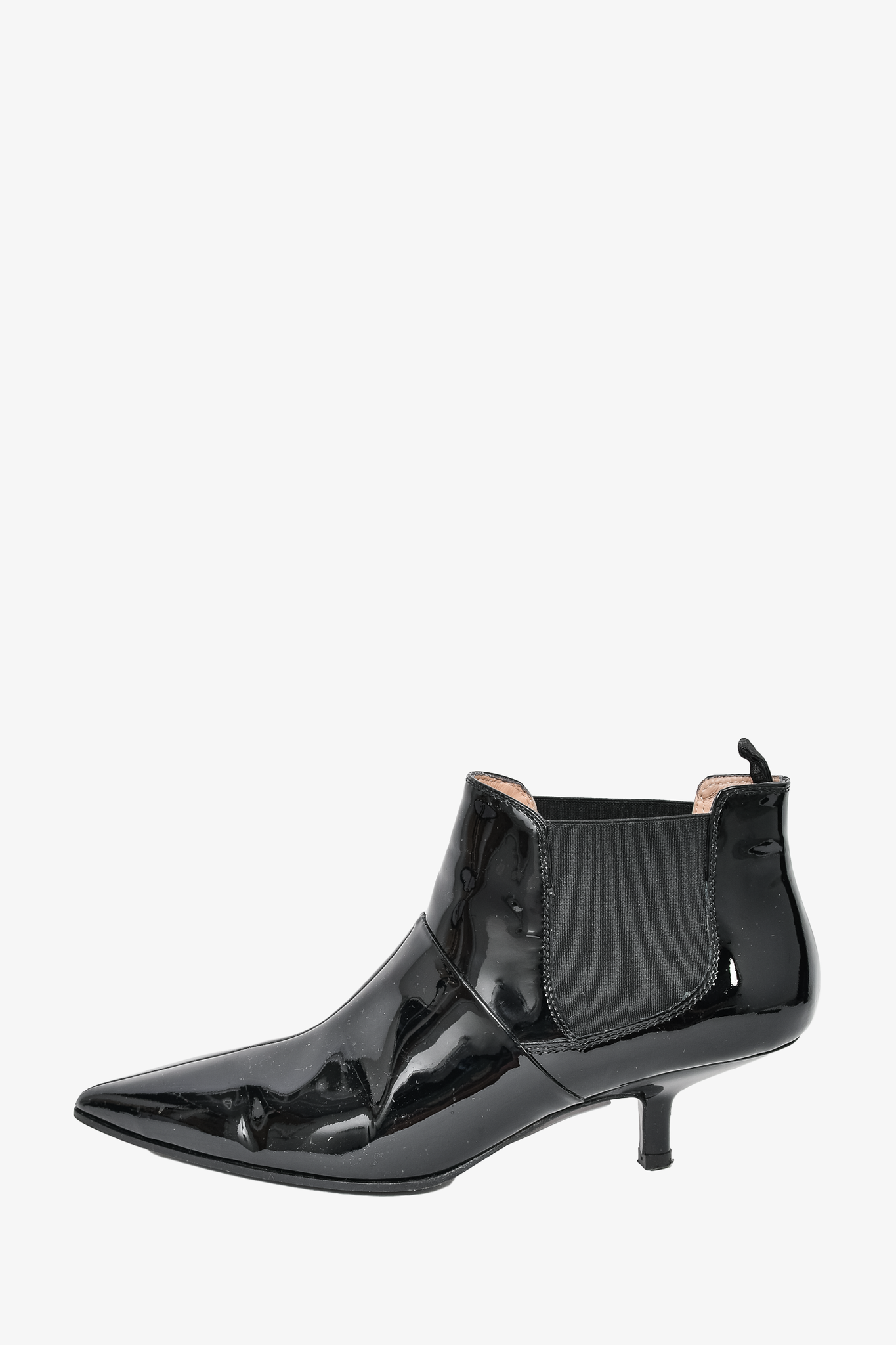 Acne Studios pre-owned black patent croc-print flat ankle boot