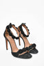 Alaia Black Suede Heeled Sandals with Grey Studs Size 36.5