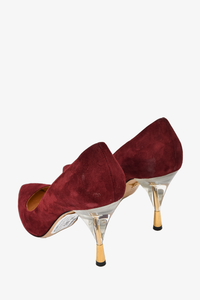 Burgundy clear heels sale