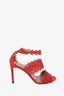 Alaïa Red Suede Eyelet Trim Strappy Sandals Size 39