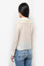 Alice + Olivia Cream Silk Pearl Embellished Blouse Size XS