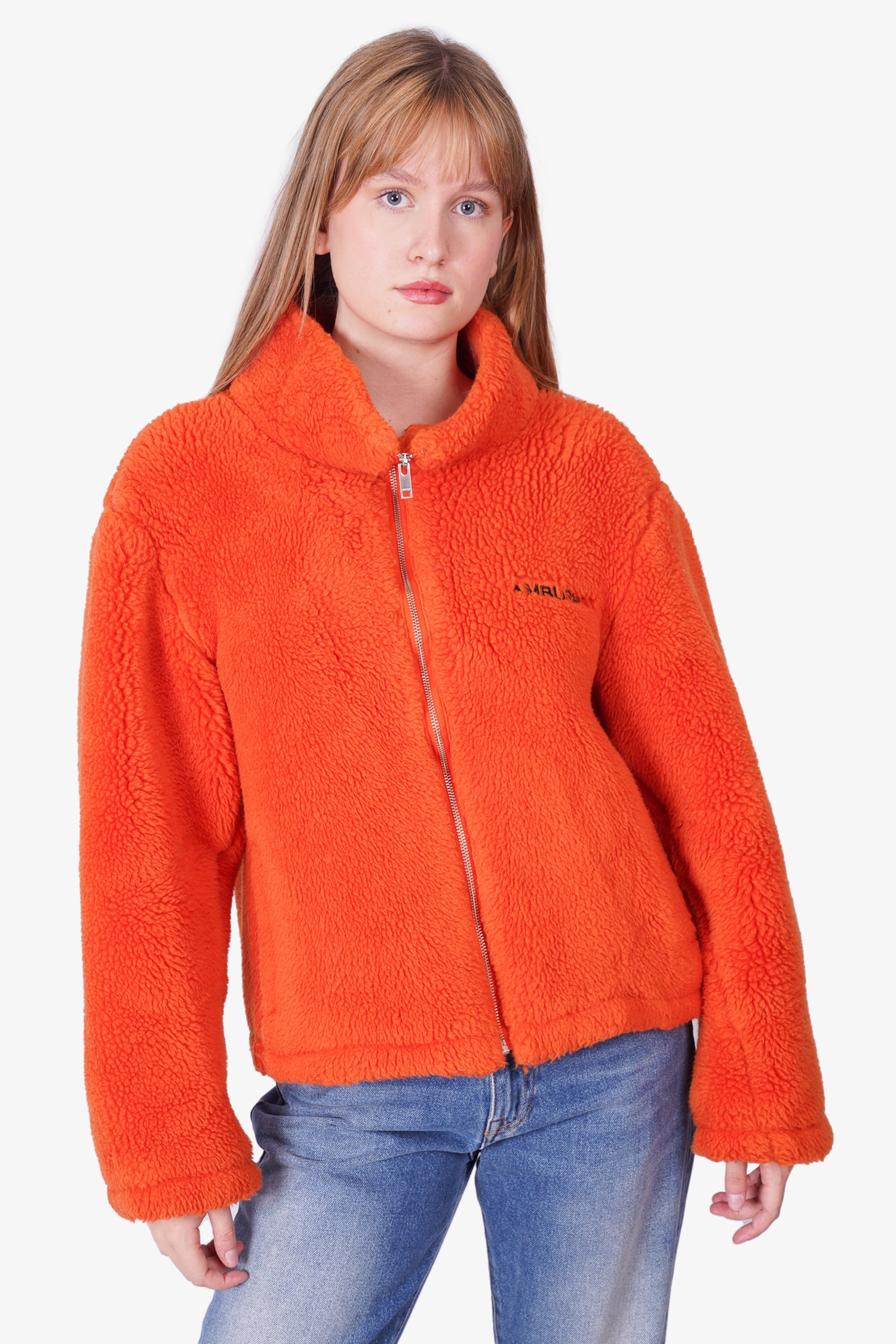 Ambush Orange Wool Teddy Zip Up Jacket