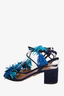 Aquazurra Navy Suede Wild Thing Fringed Sandals Size 35