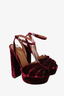 Aquazzura Burgundy Velvet Mira Block Heels Size 35