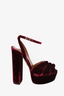 Aquazzura Burgundy Velvet Mira Block Heels Size 35