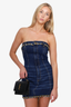 Area Blue Denim Strapless Mini Dress With Crystal Embellishment Size 2