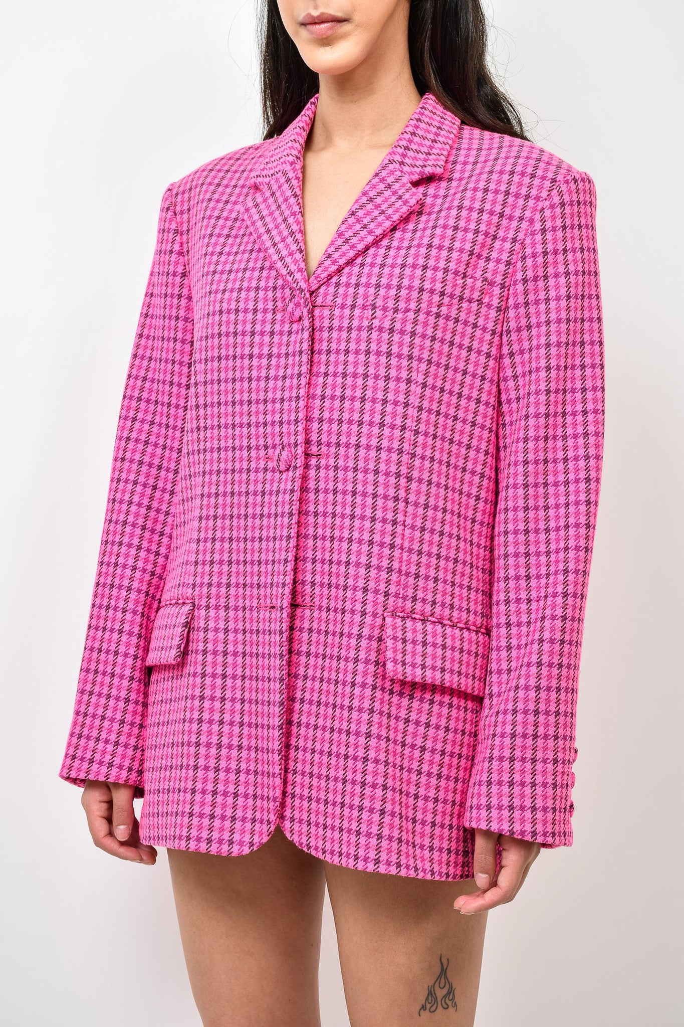 Pink on sale plaid blazer