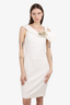 Badgley Mishka White Flower Applique Cold-Shoulder Midi Dress size 6