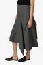 Balenciaga Grey Wool Plaid Asymmetrical Hem Midi Skirt Size 38