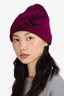 Balenciaga Purple Wool Knitted Allover Logo Beanie