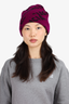 Balenciaga Purple Wool Knitted Allover Logo Beanie