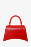 Balenciaga Red Leather Small Hourglass Handle Bag with Strap