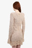 Balmain Beige Tweed Fringe Zip-up Dress Size 40