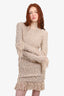 Balmain Beige Tweed Fringe Zip-up Dress Size 40