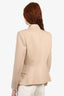 Balmain Beige Wool Double Breasted Silver Button Blazer Size 44