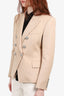 Balmain Beige Wool Double Breasted Silver Button Blazer Size 44