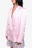 Balmain Pink Satin Double Breasted Belted Blazer with Silver Buttons Size 42 (As Is)