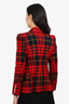 Balmain Red Plaid Blazer with Gold Buttons Size 38