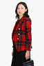 Balmain Red Plaid Blazer with Gold Buttons Size 38