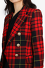 Balmain Red Plaid Blazer with Gold Buttons Size 38