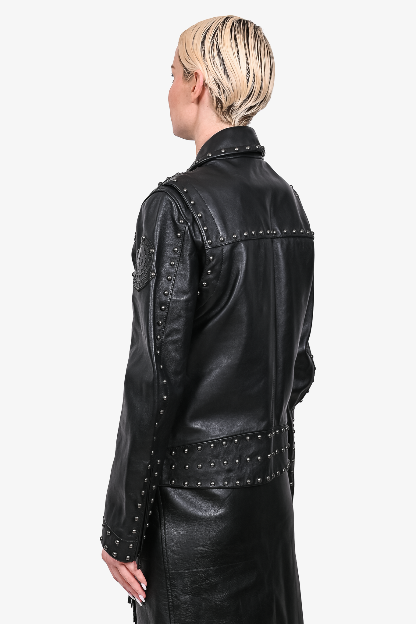 Belstaff Black Leather Studded 'Races' Jacket Size L – Mine & Yours