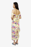 Bernadette Yellow/Pink Floral Bow Detail Midi Dress Size 34