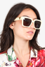 Bottega Veneta White Frame Rectangle Sunglasses