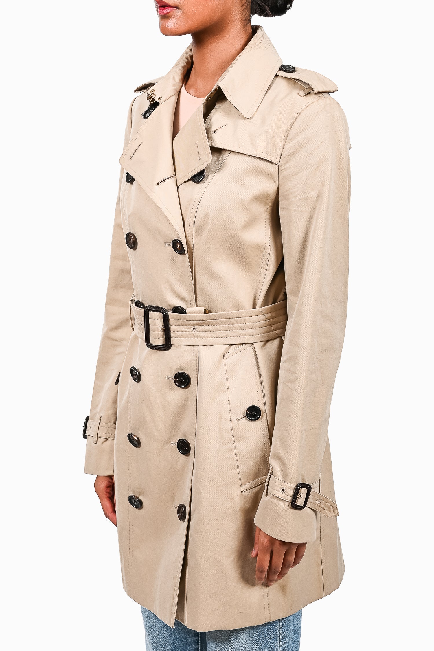 Burberry Beige Sandringham Short Trench Coat Size 6 Mine Yours
