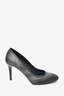 Burberry Grey Check Coated Canvas/Black Leather Trim Heels Size 36.5