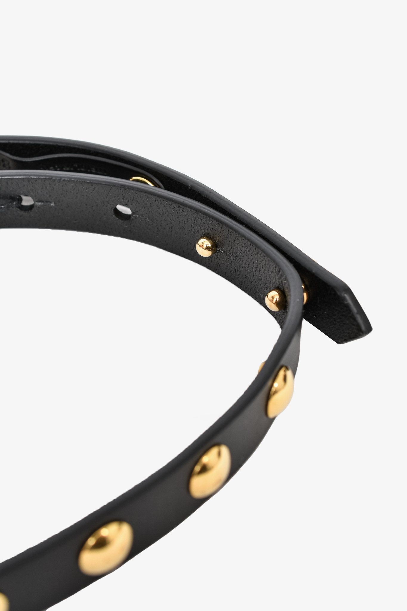 Burberry Tb Double Wrap Leather Bracelet In Black/light Gold