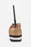 Burberry Nova Check Linen/White Leather Ashby Bucket Bag