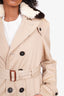 Burberry Prorsum Beige Belted Trench Coat With Fur Collar Size 48