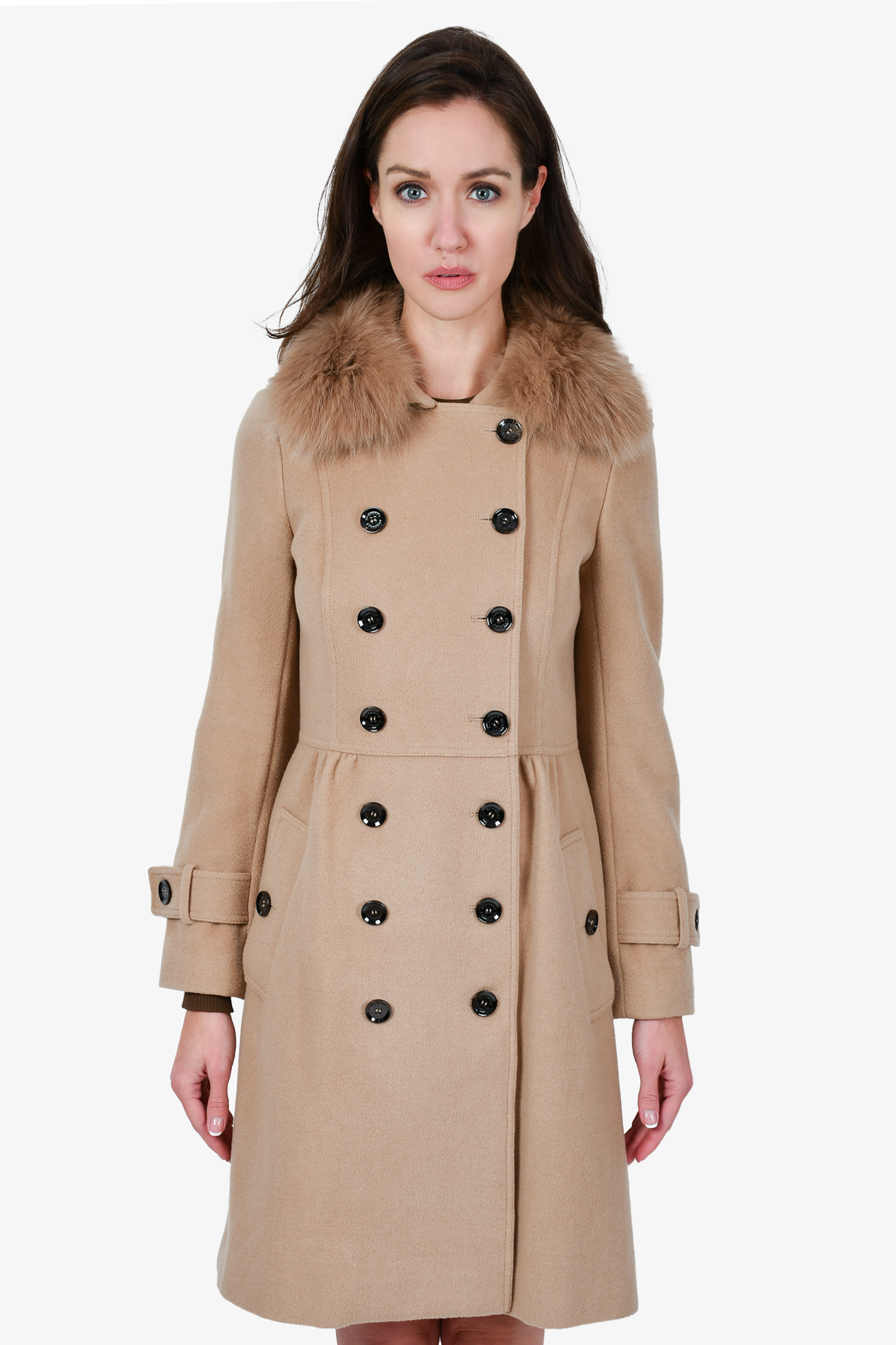 Burberry coat with outlet fur collar