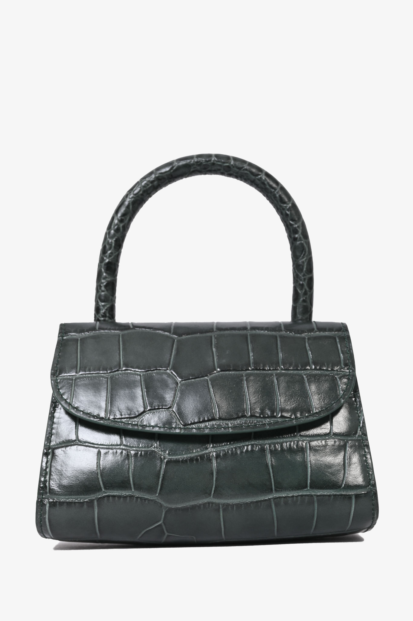 By Far Green Croc Embossed Crossbody Bag