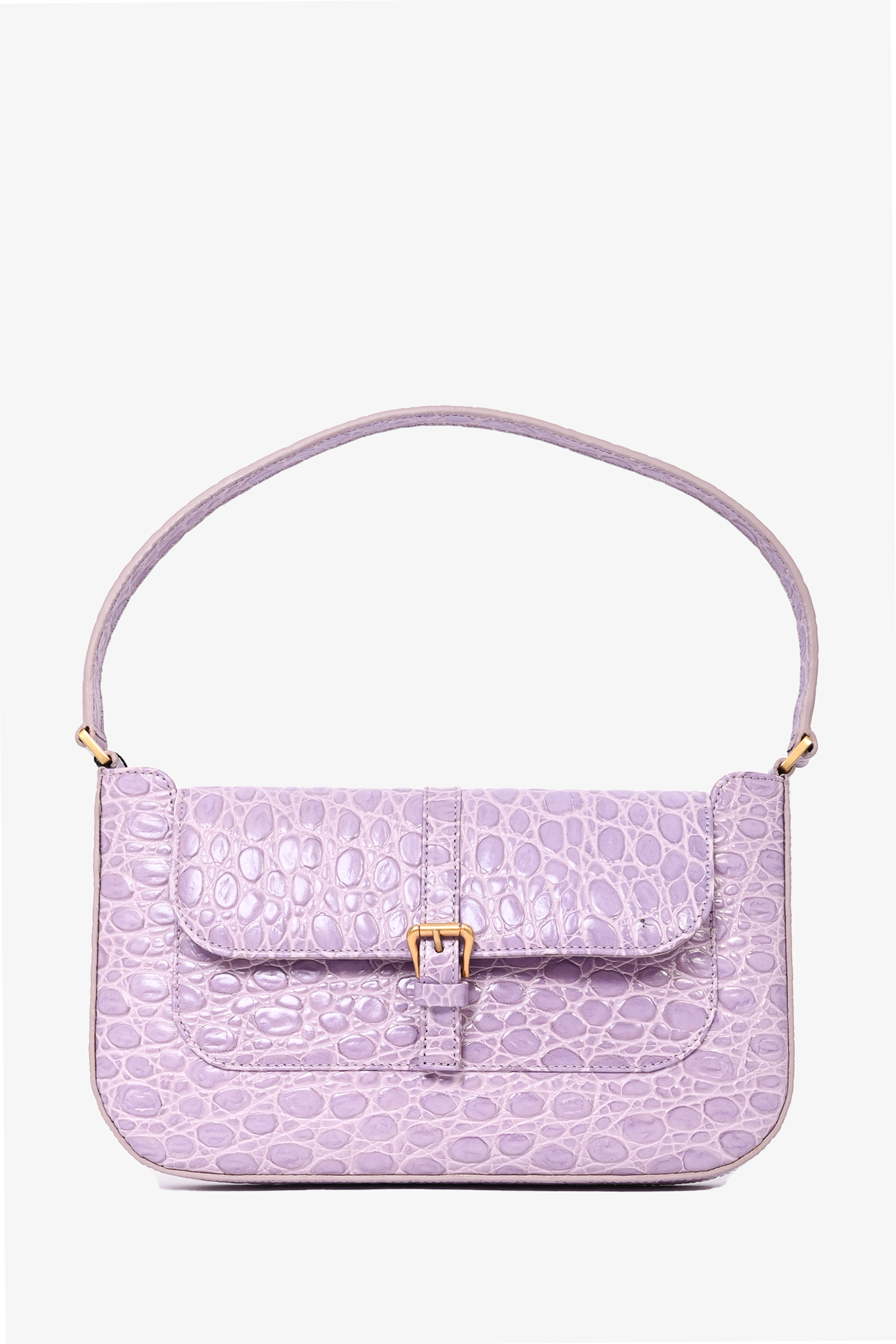 By Far Purple Croc Embossed Miranda Shoulder Bag Mine Yours