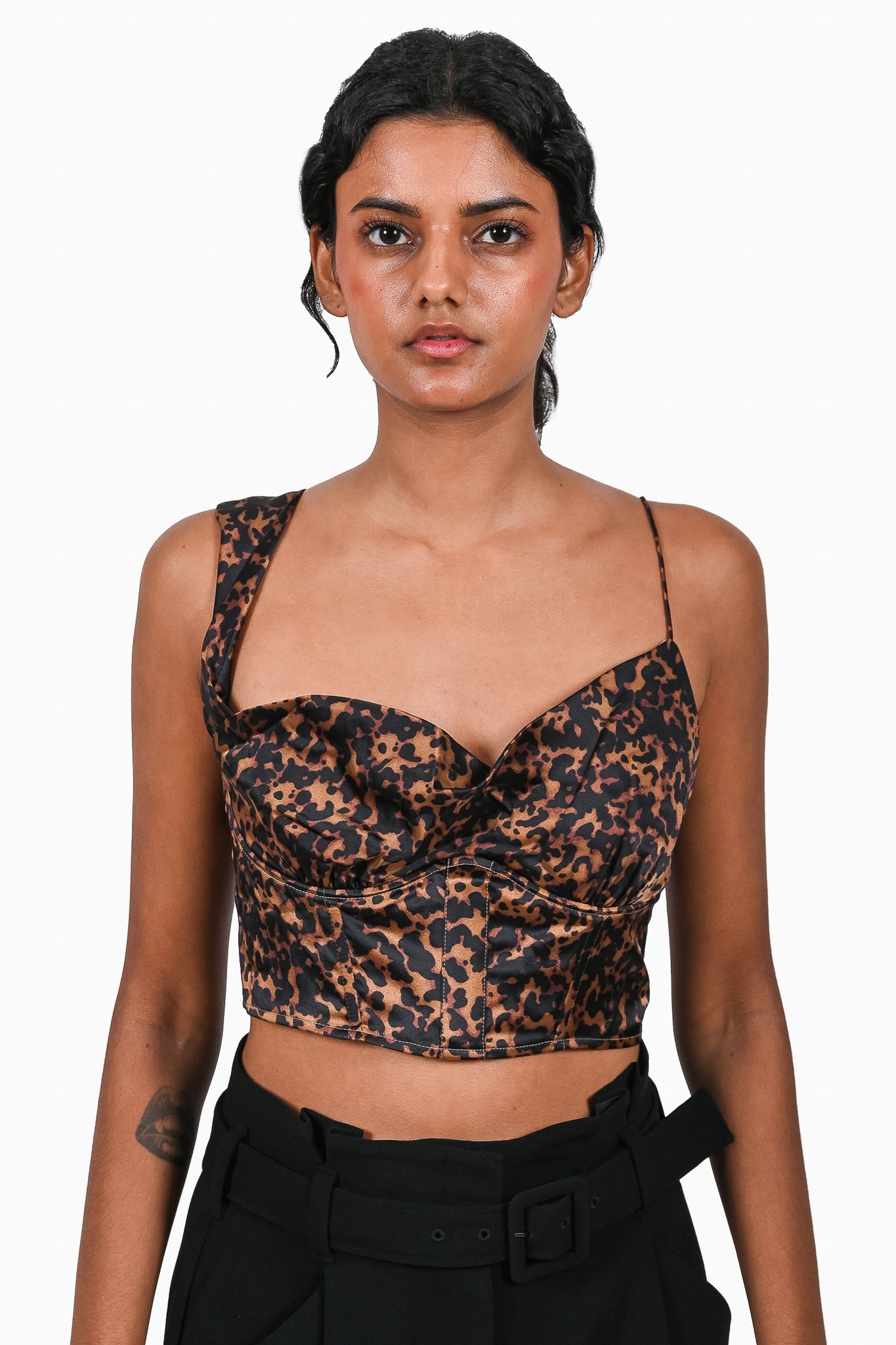 Cami NYC Brown Leopard Print Silk 'Kimmy' L/S Bodysuit sz S w