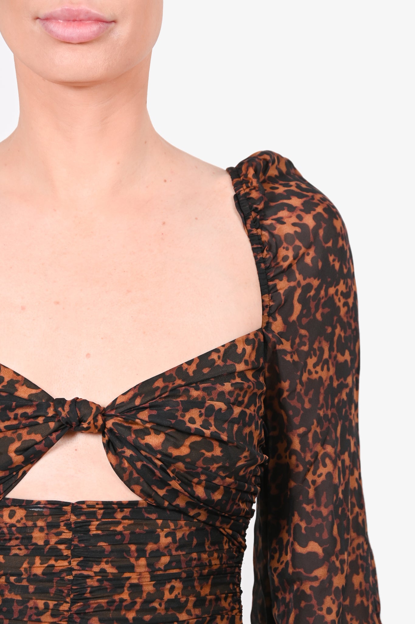Cami NYC Brown Leopard Print Silk 'Kimmy' L/S Bodysuit sz S w