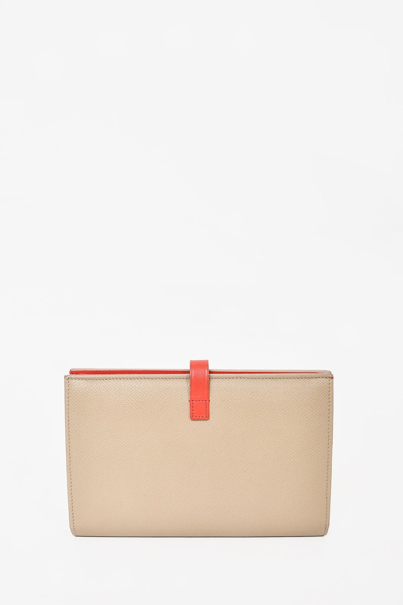 Celine Taupe/Red Grained Calfskin Large Multifunction Strap Wallet