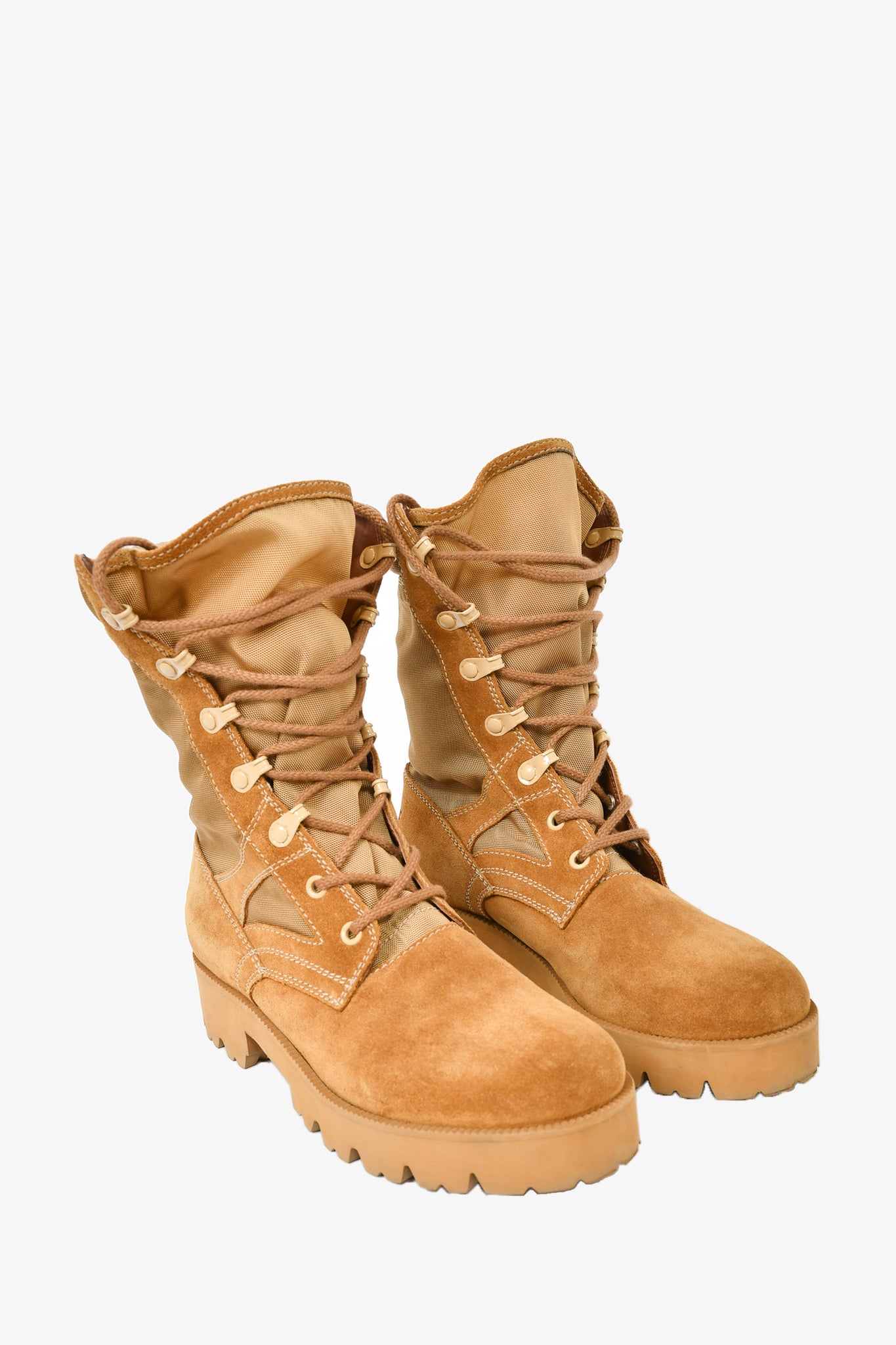Celine Khaki Suede/Mesh Combat Boots sz 37.5 – Mine & Yours