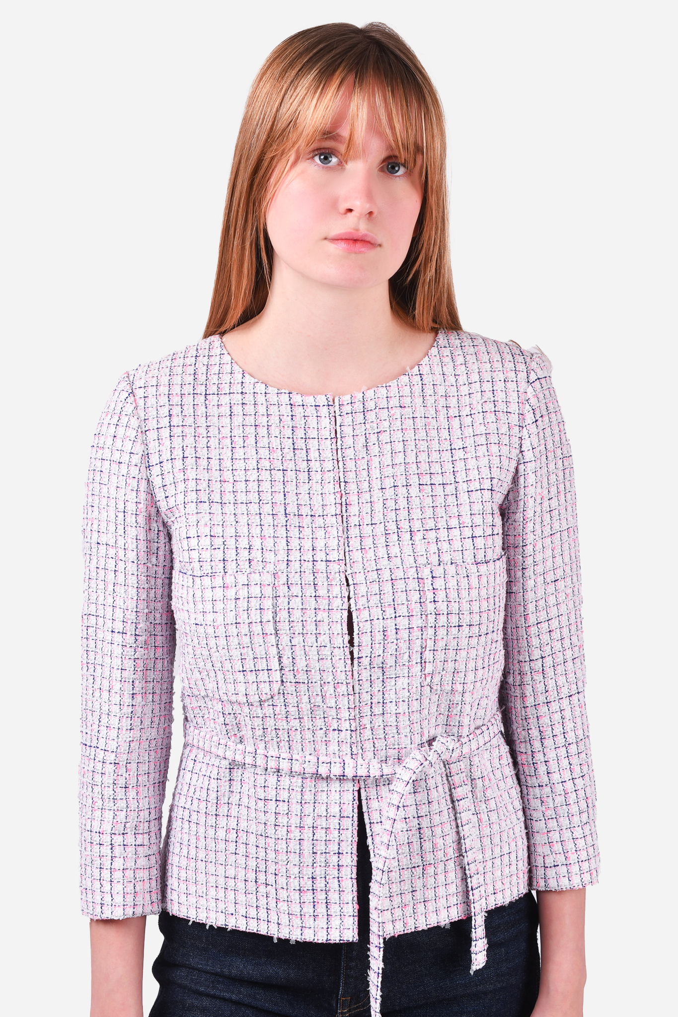 Pink on sale belted blazer