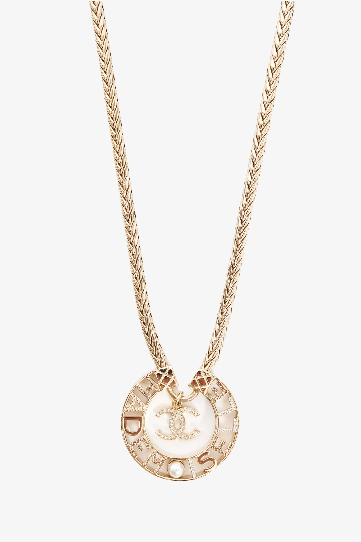 Faux chanel store logo necklace